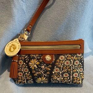 Spartina 449 Floral Pattern Wristlet - Navy and Brown